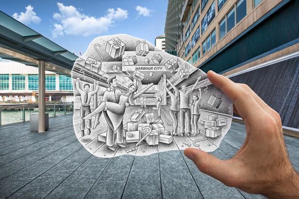 C_-_Ben_Heine_Pencil_Vs_Camera_84_Art_-_harbour_city_-_2015